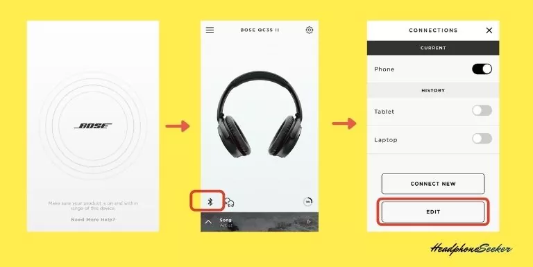 Clearing the product memory of paired Bluetooth devices using Boce Connect app