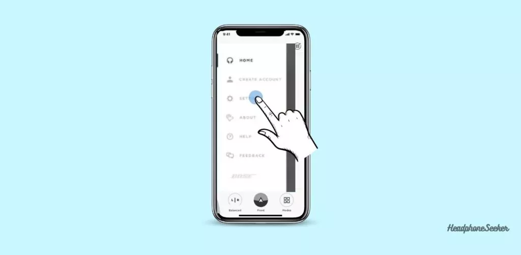 Accessing the setting within the bose Hear app