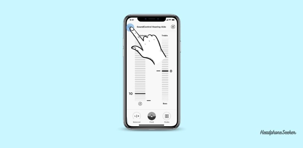 Bose hear App main menu