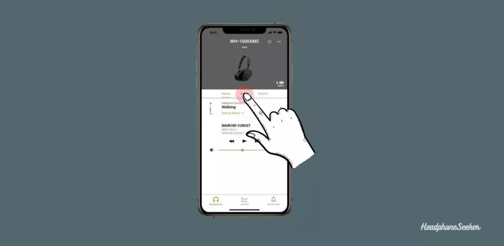 Sony Headphone Connect app sound setting menu