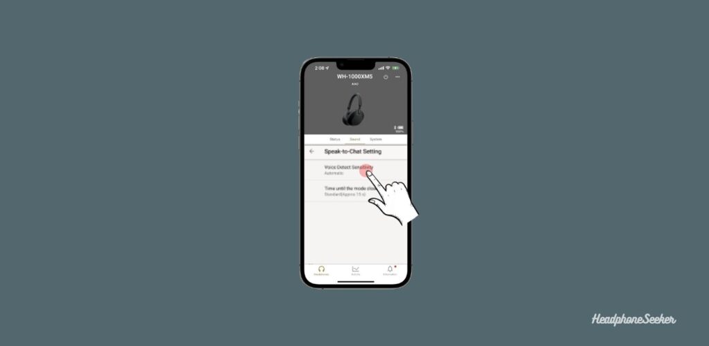 Voice detecting settings in sony headphone connect app