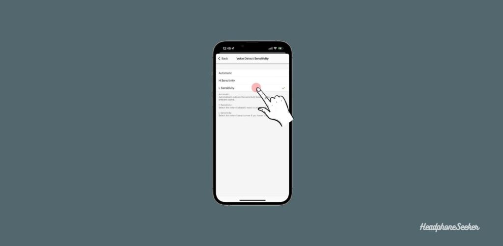 setting voice detection sensitivity to low using sony headphone connect app