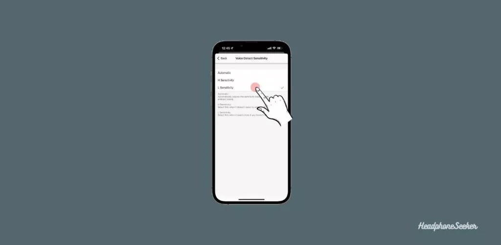 setting voice detection sensitivity to low using sony headphone connect app