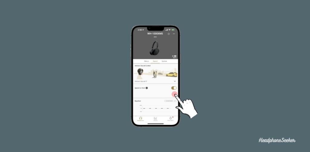 speak to chat setting icon in sony app