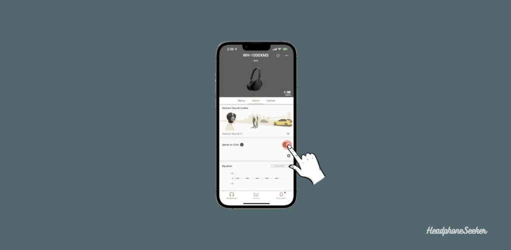 toggle to turn off the speak to chat using sony app