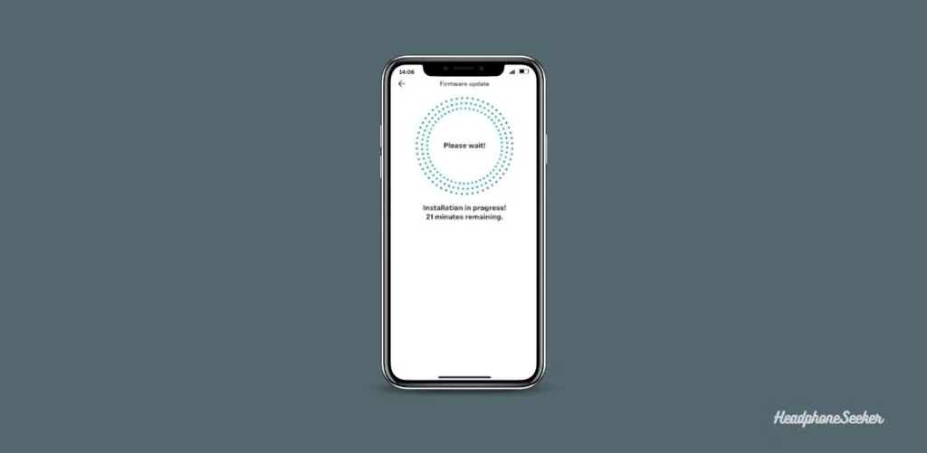 Firmware updating process bar in the sennheiser smart control app