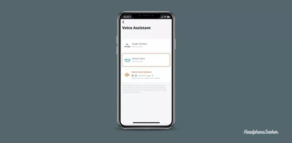 Voice Assistant Settings on JBL smart control app