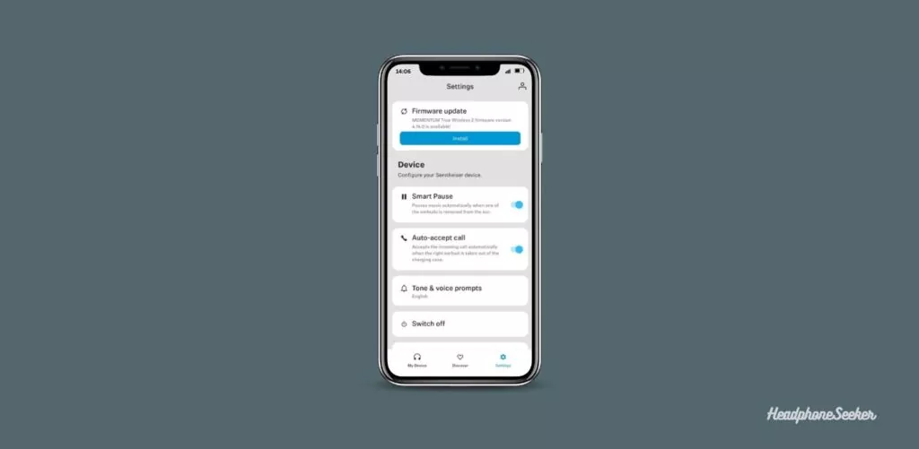 sennheiser smart control app product settings