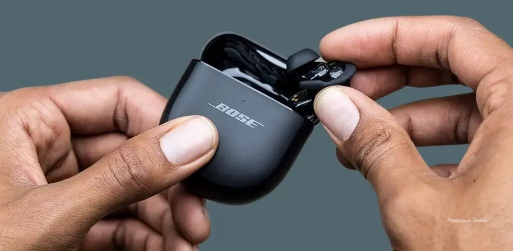 Put the QC earbuds 2 inside the charging case